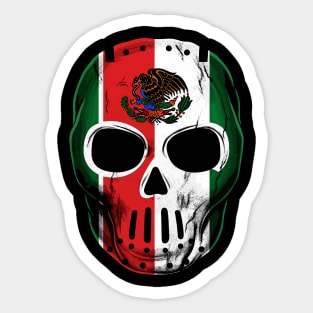 Mexican Flag Horror Hockey Mask - Scary Mexican Hockey Mask Sticker